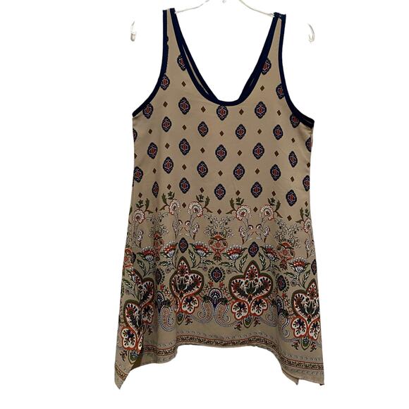 SUGAR FREE Top SIZE SMALL Bohemian Style Print Sleeveless V-Neck Loose Fit - Picture 1 of 6